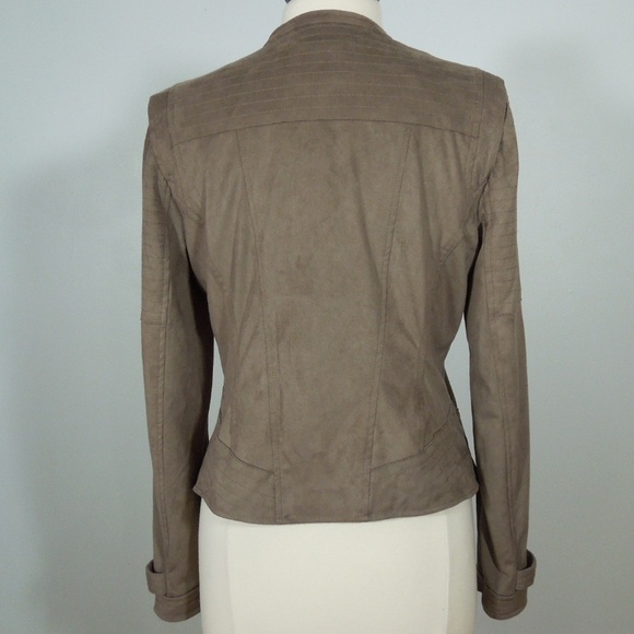 Odyn Dusty Brown Faux Suede Moto Jacket - Picture 4 of 6